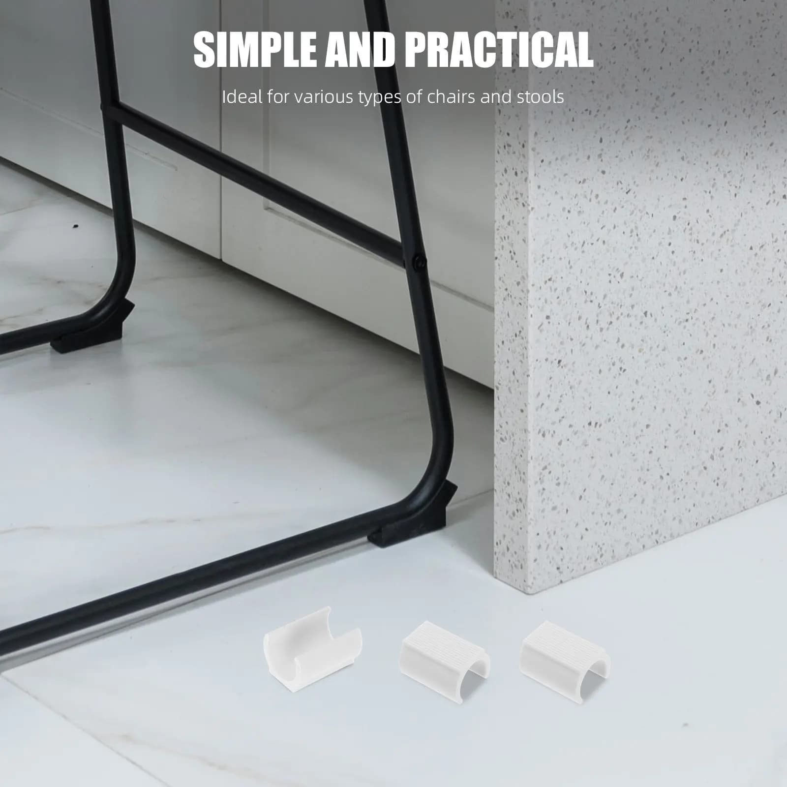 8 Pezzi Coprigambe a U per Sedie, Protezioni in Plastica per Pavimenti in Legno, Tappi Antiscivolo, Pattini per Mobili per un Spostamento Fluido
