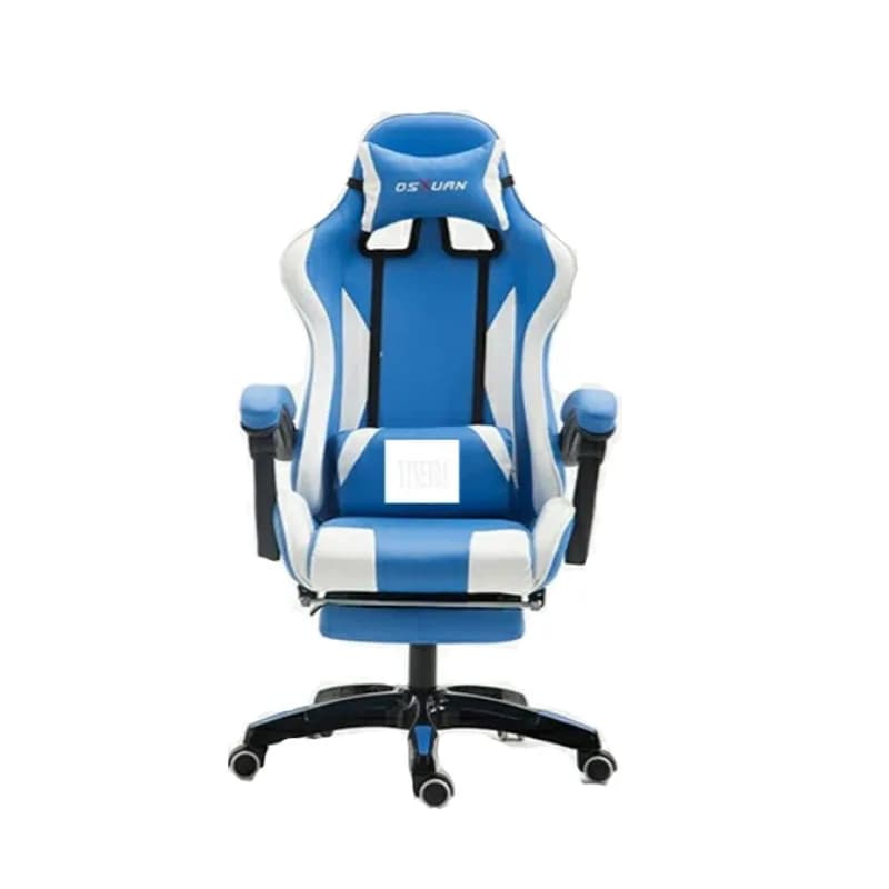 Sedia da Ufficio Regolabile con Poggiapiedi, Ergonomica, Schienale Alto, in Ecopelle, Stile Racing, Reclinabile, per Computer e Gaming, Poltrona Direzionale