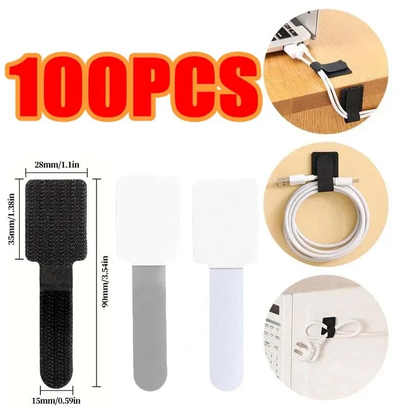 5/100 pz Riutilizzabile Organizzatore di Cavi Scrivania Avvolgicavo Fascette Organizzatore Auto Adesivo Corda Supporti Cinghie di Protezione del Cavo