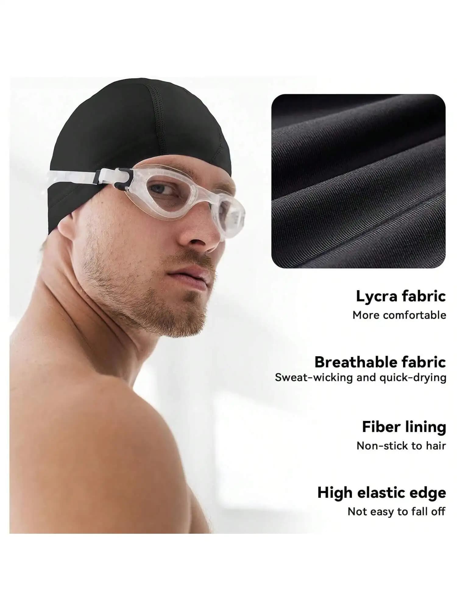Cuffia da nuoto, cuffia da nuoto altamente elastica, mantiene i capelli puliti, traspirante e si adatta bene, adatta per capelli lunghi e corti, adatta
