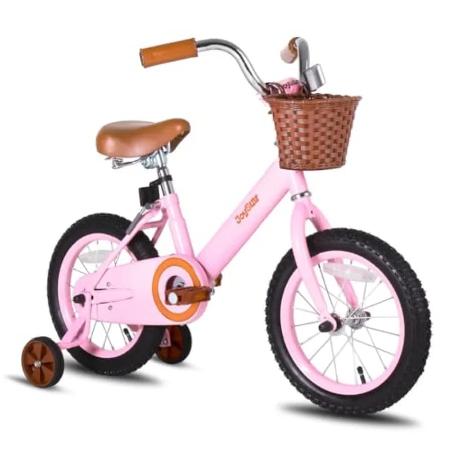 Bicicletta Vintage con Rotelle e Cestino, 12 14 16 Pollici, Bici per Bambine da 2-7 Anni, Disponibile in Diversi Colori