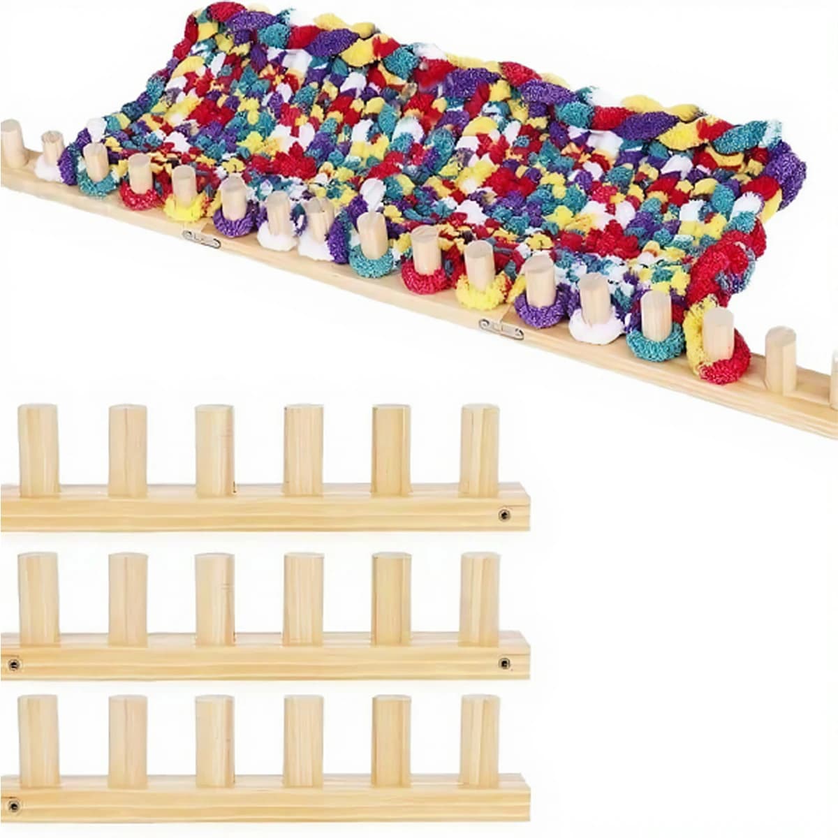 New Chunky Blanket Loom Kit Wooden Weaving Loom DIY Craft Tool Large Yarn Knitting Machine for Beginners Adults Kids Handmade