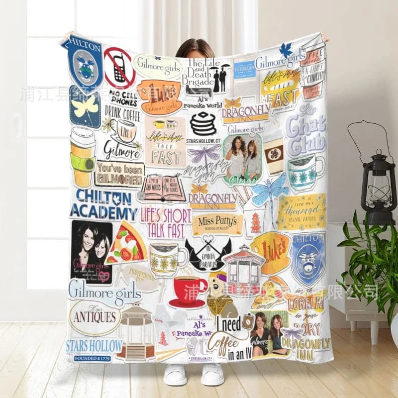 Coperta morbida per divano in flanella di velluto per camera da letto in poliestere stampato digitale per ufficio da ragazza Coperta morbida per divano in pile per letti