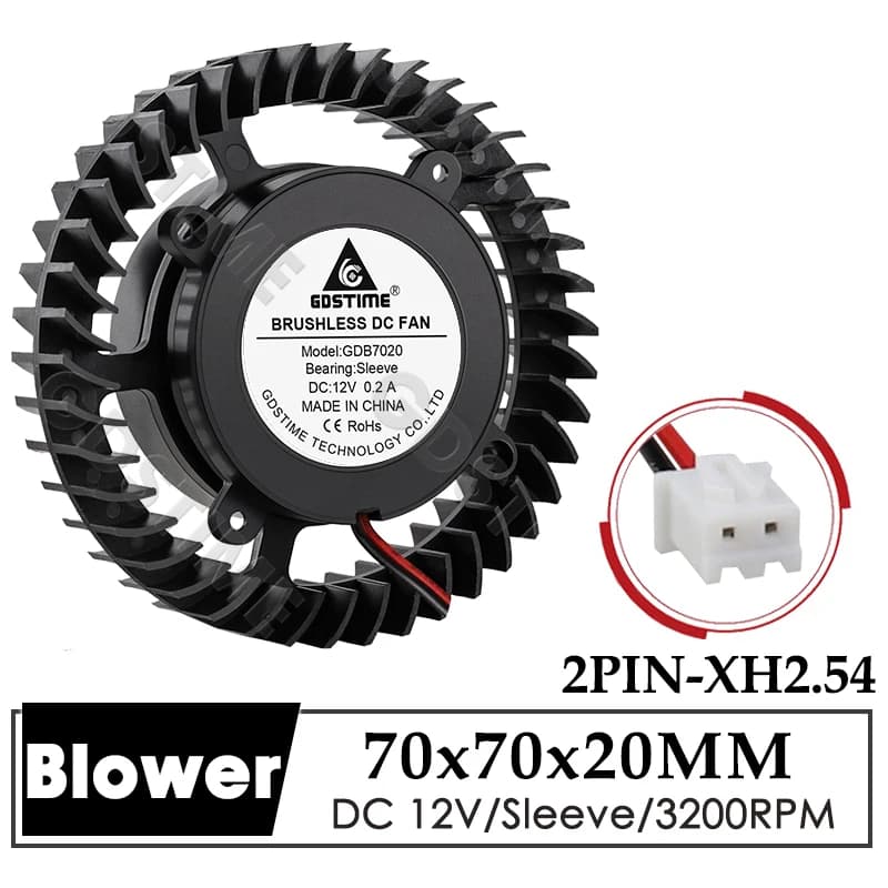 GDSTIME 70MM Ventilatore DC 12V Dispositivo di raffreddamento 70x70x20MM Ventola radiale centrifuga a turbina 7020 7CM Ventola senza telaio per umidificatore, purificatore per auto