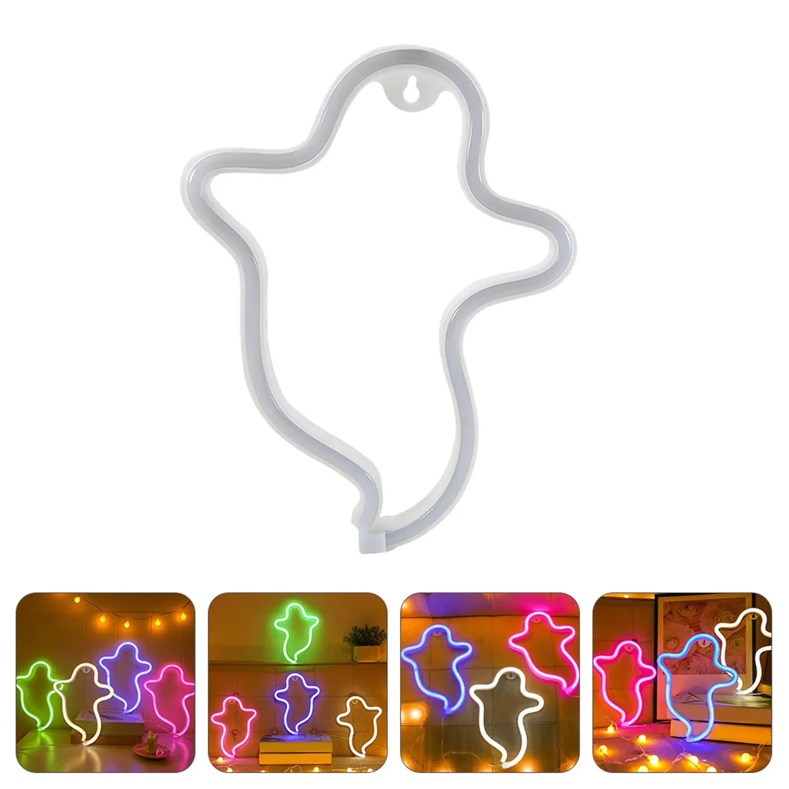 Ghost Themed Halloween Neon Light Star Shape LED Night Lamp USB Or 3 Aa Battery Powered Illumination for Bedroom Living