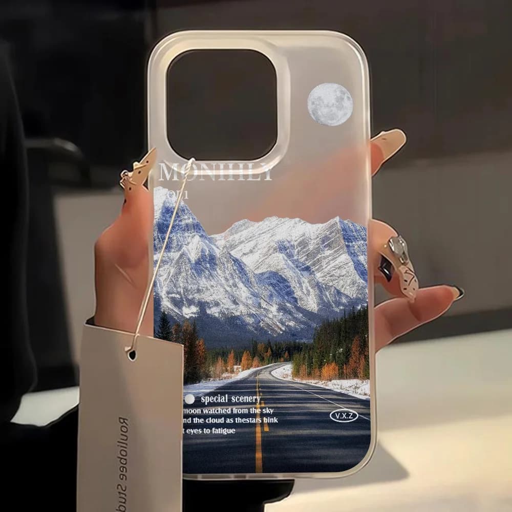 Clear Soft Silicone Phone Case for iPhone 15 Case iPhone 16 14 13 12 11 Pro Max 16 15 Plus 13 12 Mini Landscape Shockproof Cover
