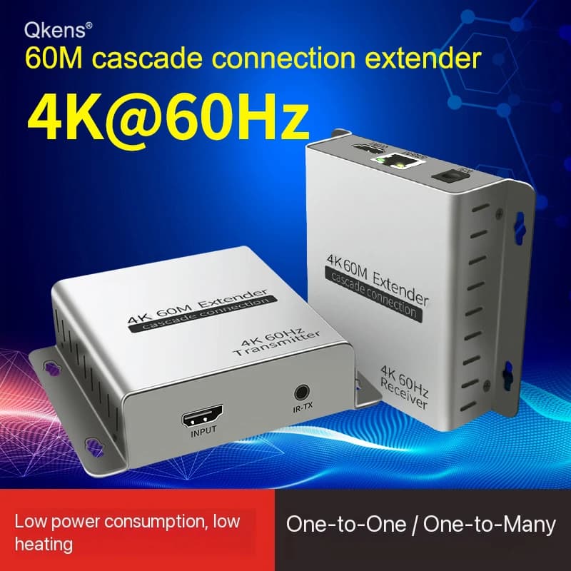 Trasmettitore e Ricevitore Video HDMI 4K 60Hz 60M, Estensore Cavo Ethernet Cat5e Cat6, Supporto Connessione a Cascata, 1080p 60Hz 120m