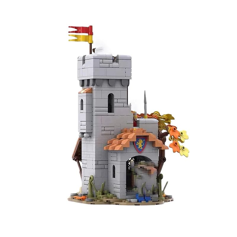 Modello del punto di controllo della confine del cavaliere leone del giocattolo da costruzione MOC con 471 pezzi - articolo espositivo creativo adatto a tutti gli appassionati