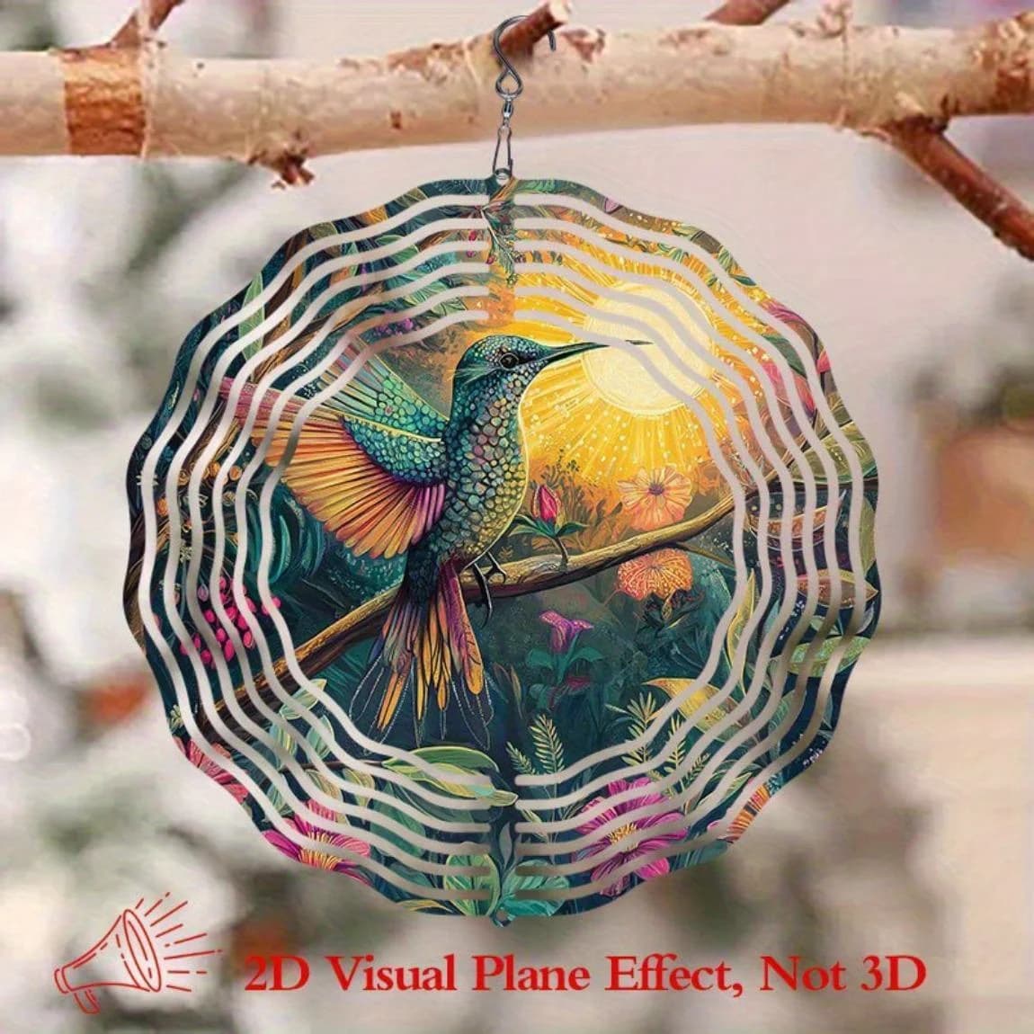 Vibrant Hummingbird Wind Chime Metal Garden Decor for Outdoor Patio