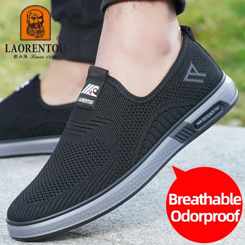LAORENTOU men's shoes in breathable mesh, light sports shoes with soft sole, casual non-slip racing shoes outdoors