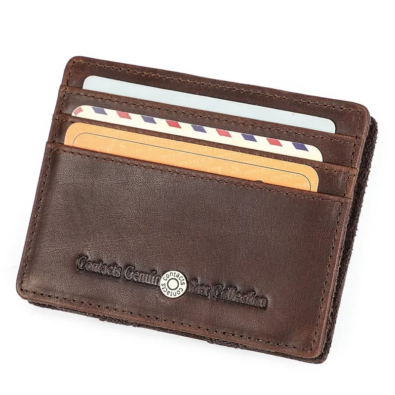 MAGIC TALE Porta carte in vera pelle Portafoglio magico Sottile bifold RFID Portafogli piccoli maschili Tasca portamonete con cerniera Mini portamonete Clip per soldi