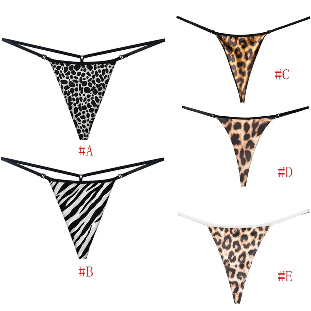 Perizoma da donna Intimo senza cuciture per donna Mutandine a vita bassa in cotone con motivo leopardato Perizoma Lingerie sexy Slip Bikini G String