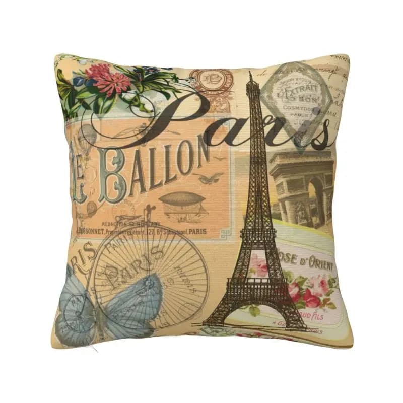 Fodera per cuscino da viaggio personalizzata francese Parigi Vintage Collage Francia Europa Cuscino carino in velluto