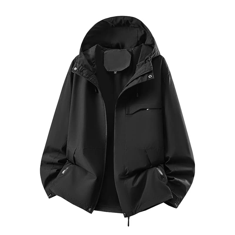 Men's Windproof Hooded Jacket Spring 2026 Outdoor Climbing Workwear Multi-Pocket Utility Polyester Fiber Standard Fit