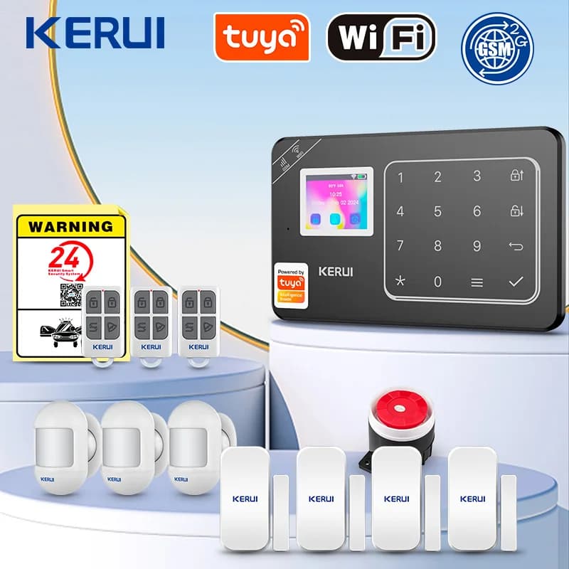 KERUI Sistemi di allarme GSM/WLAN Sistema completo, Set di sistemi di allarme domestico, Sicurezza domestica intelligente Tuya con sirena, Sensore di movimento, W181