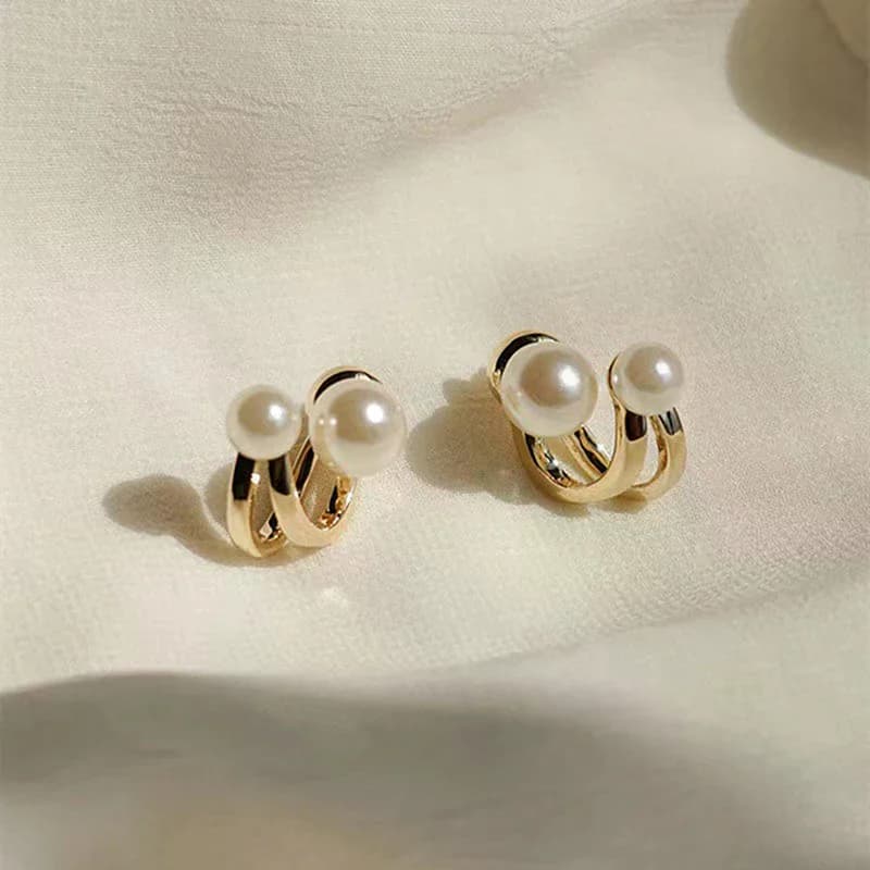 2021 Korean Luxury Pearl Earrings for Women Fashion Simple Pearl Stud Ear Clip