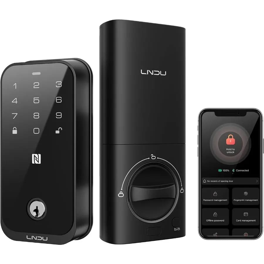 Serrature intelligenti per porta d'ingresso con accesso senza chiave, supporto Apple HomeKit, sblocco con impronta digitale, controllo remoto tramite app, sblocco automatico.