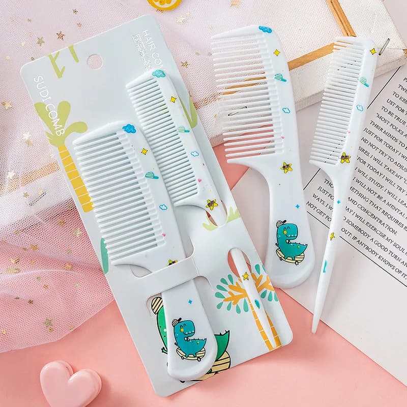 Set di pettini per bambini stampati per ragazze Cartoon Design di pettini piccoli carini e portatili con denti fini e pettine a coda appuntita
