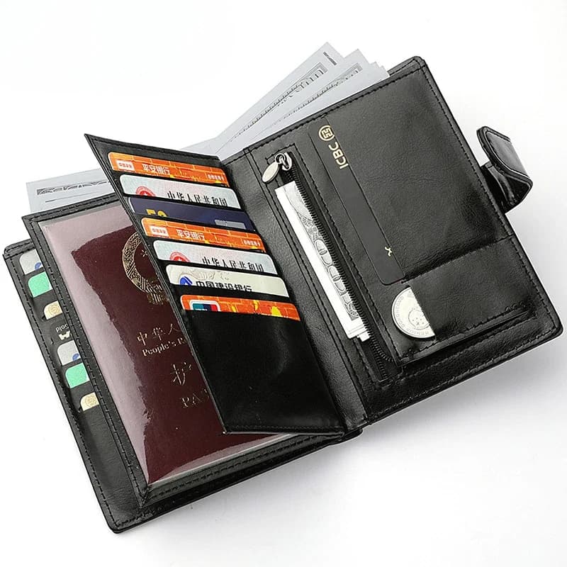Borsa per documenti Borsa per carte multifunzione per passaporto Borsa per passaporto porta carte biglietto contanti grande slot per banconote per portafoglio da viaggio da uomo