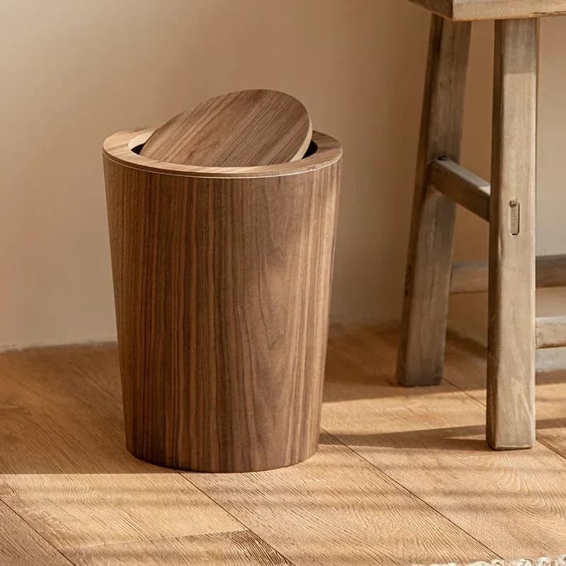 Cestino della spazzatura in legno minimalista in stile legno casa creativa Homestay Hotel soggiorno camera da letto con coperchio cestino di carta ribaltabile