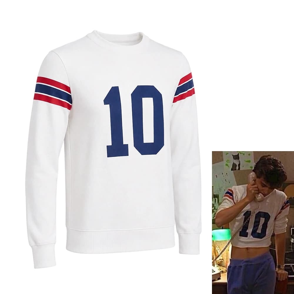 Horror Movie Cosplay Glen Lantz Costume Men's Casual Retro Number 10 Sweatshirt Halloween Carnival Ice Hockey Sportswear