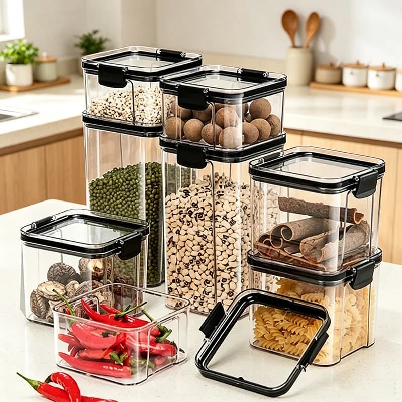 460-1800ml Sets Stackable Kitchen Sealed Jar Plastic Food Storage Box Multigrain Tank Bottle Dried Fruit Tea Storage Containers