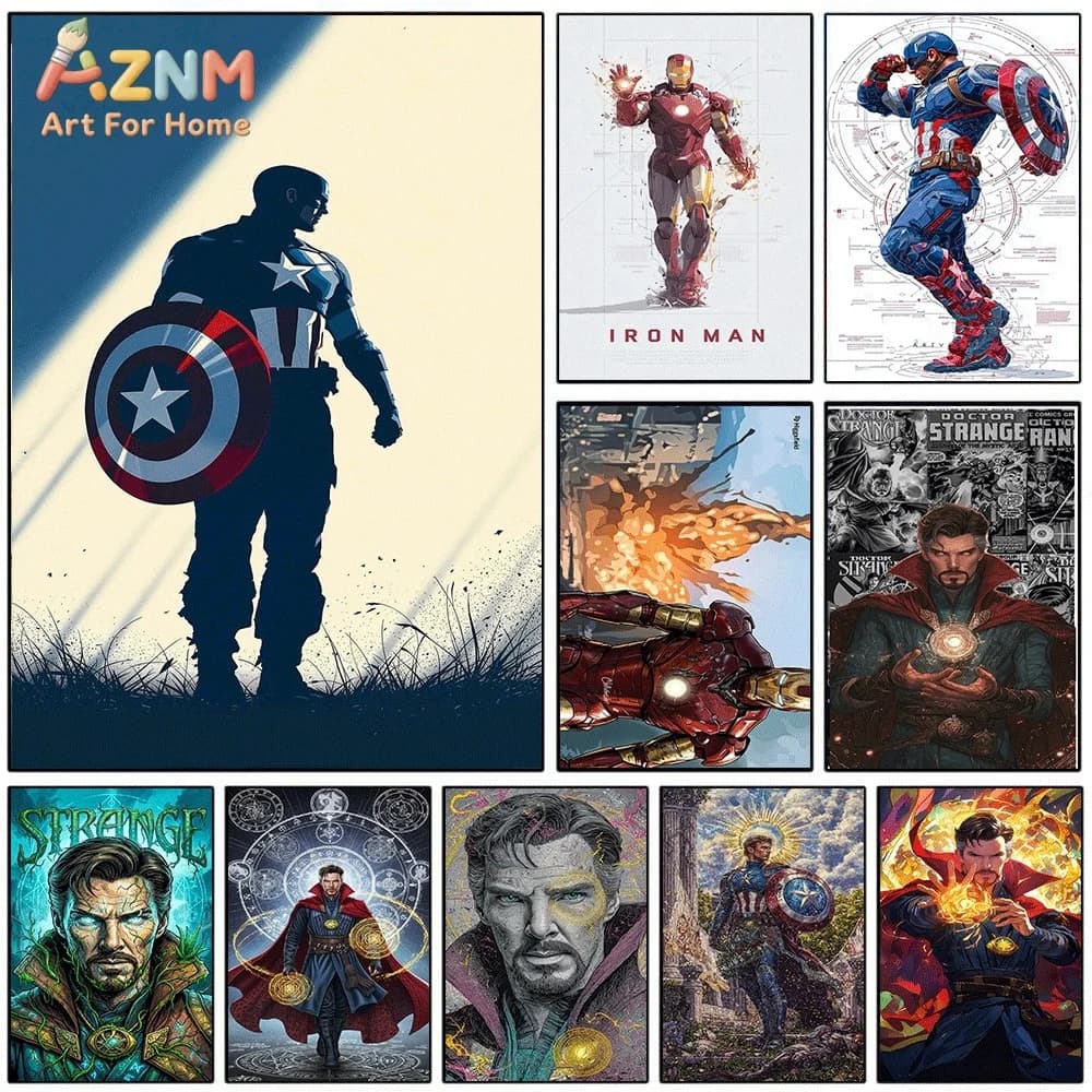 Captain America Silhouette Superhero Character Canvas Wall Art Print Poster Unframed Canvas Painting Home Living Room Bedroom