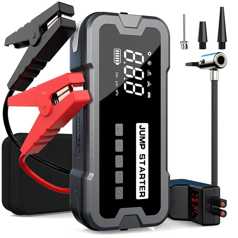 Avviatore di Emergenza per Auto 12V 24000mAh, Power Bank Portatile, Booster Batteria al Litio con Compressore d'Aria Wireless