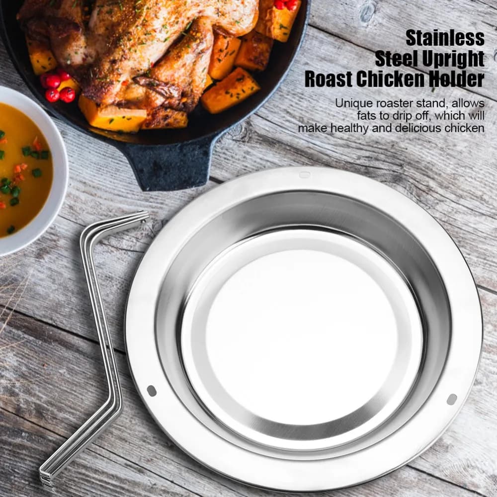 Supporto per Pollo Arrosto in Acciaio Inox, Design Verticale, Porta Pollo Verticale, Grado Alimentare, Multiuso per Cucina