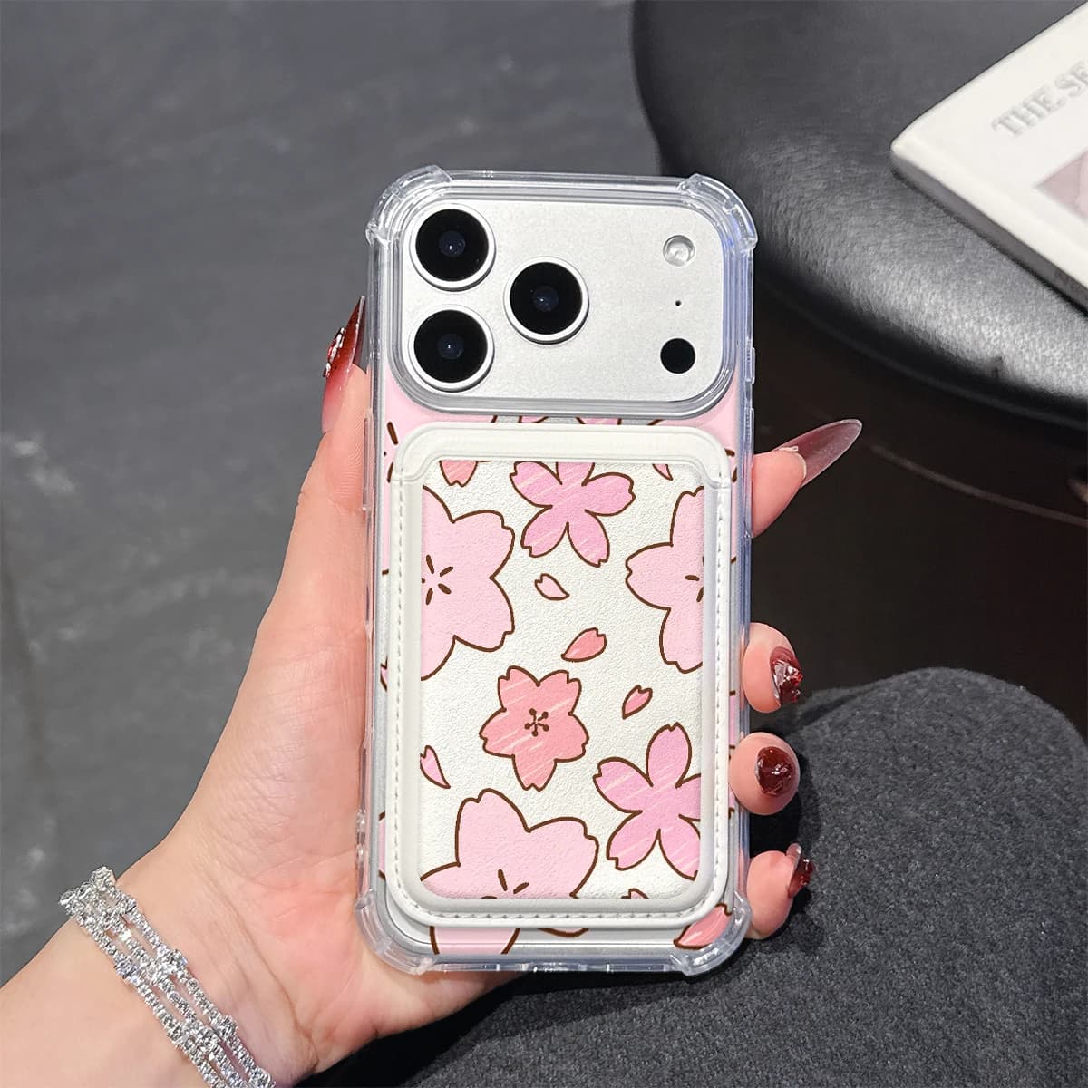 Cherry Blossom-s Phone Case For iPhone 17 16 15 14 13 Pro Max Plus Wallet Pocket Transparent Soft TPU for Magnetic Phone Case