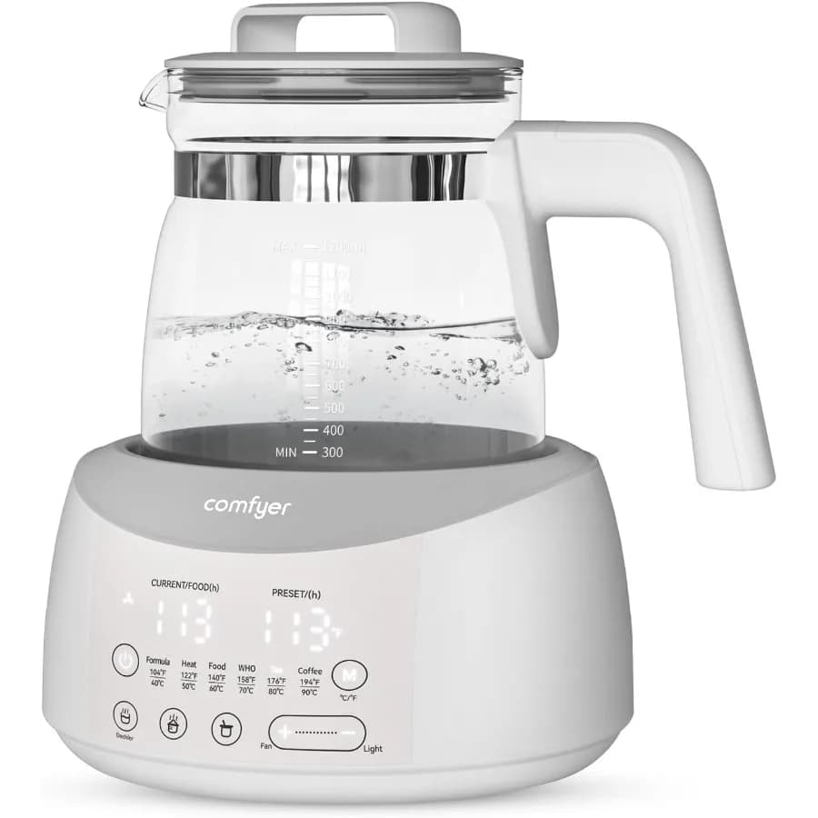 Scaldabiberon with Night Light and Rapid Cooling Fan, Electric Kettle with 6 Temperature Settings, Water Instant
