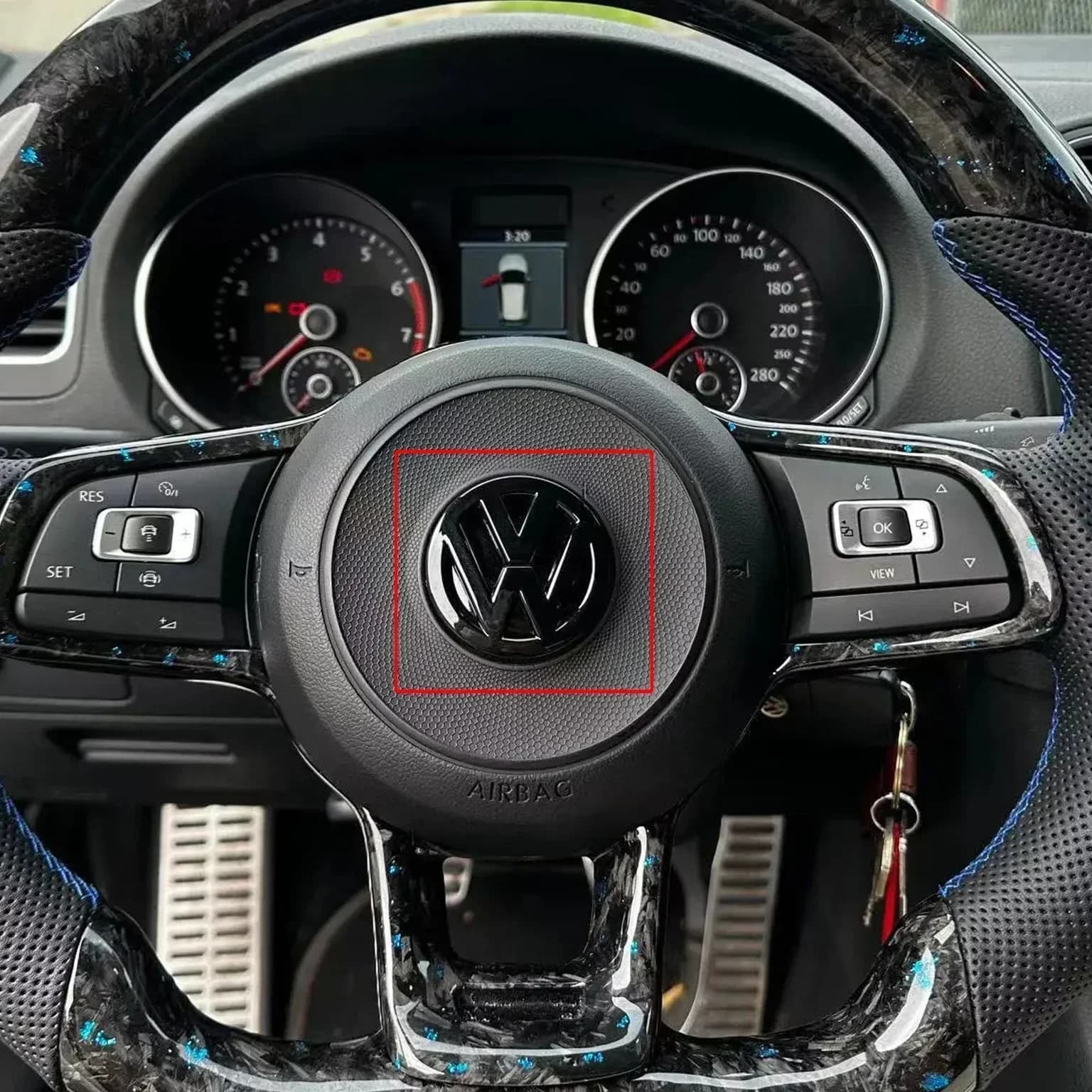 Copertura emblema volante nero lucido Volkswagen per Golf 7 Rline, logo nero per volante