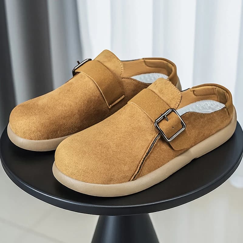 Scarpe casual estive in pelle scamosciata da uomo, slip-on comode, mocassini leggeri con fibbia, loafers di design classici