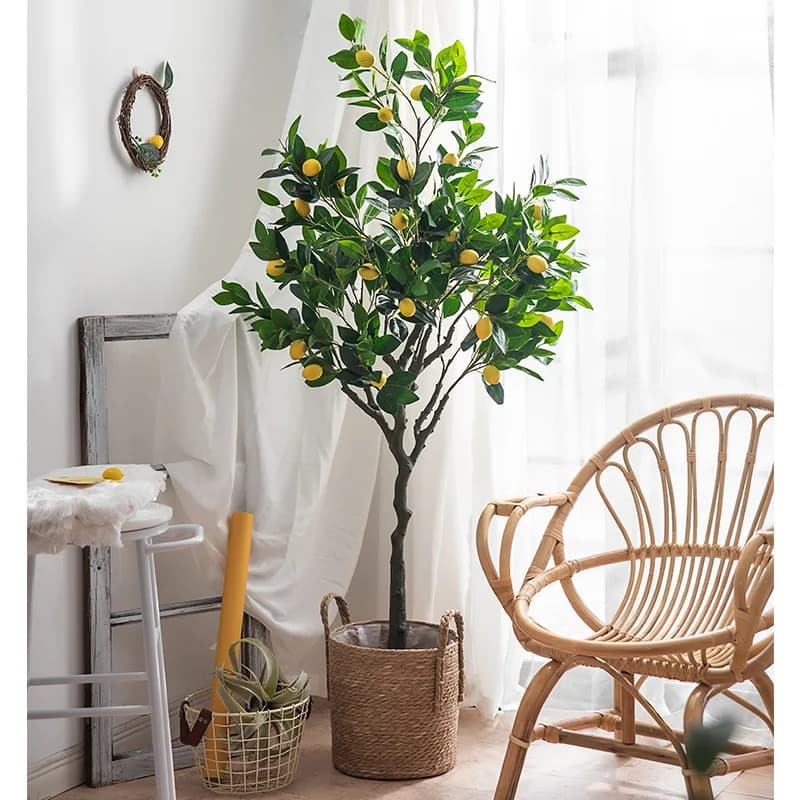 Ornamental Bonsai Plastic Home Decorative Faux Fruit Plant Artificial Lemon Tree