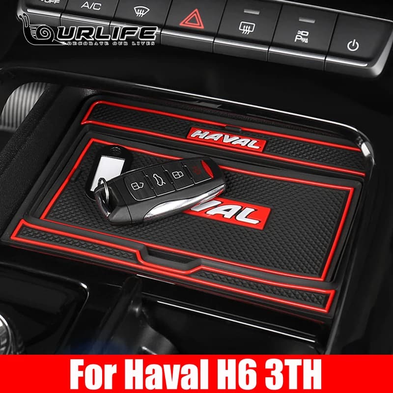 Car Coasters Mats For Haval H6 LHD 2021 2022 2023 2024 GT 3th Rubber Anti-Slip Mat Door Gate Slot Cup Pad Interior Accessories