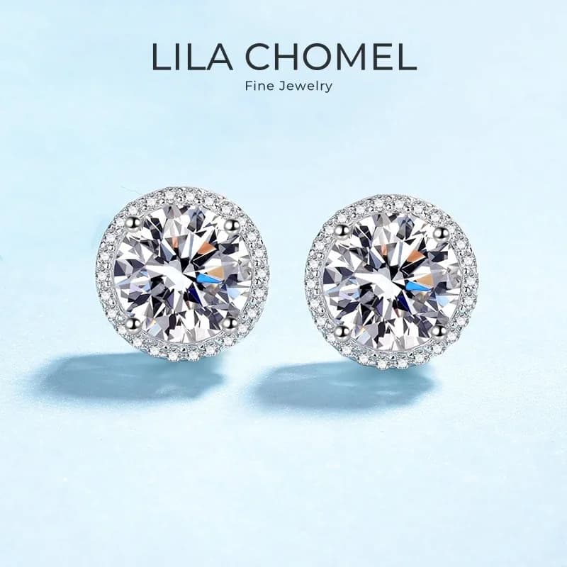 Orecchini da Donna in Oro Bianco 18K per San Valentino, con Diamanti Moissanite da 0,5/1/2 Carati, in Platino PT950, Regalo di Compleanno per Moglie o Amante