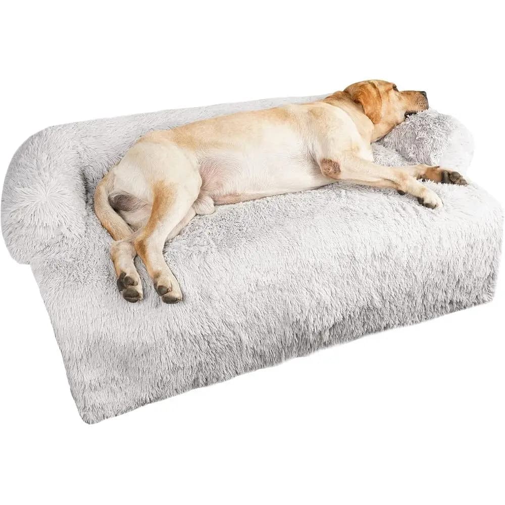 Cuccia per Cani Extra Large Lavabile in Peluche con Copertura Rimovibile per Cani e Gatti di Taglia Grande, Grigio Chiaro (45x37x6)