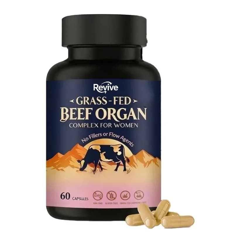 Female Beef Organ Supplement Capsules Contains 60 Capsules of Multiple Vitamins, Folic Acid, and Herbal Extracts