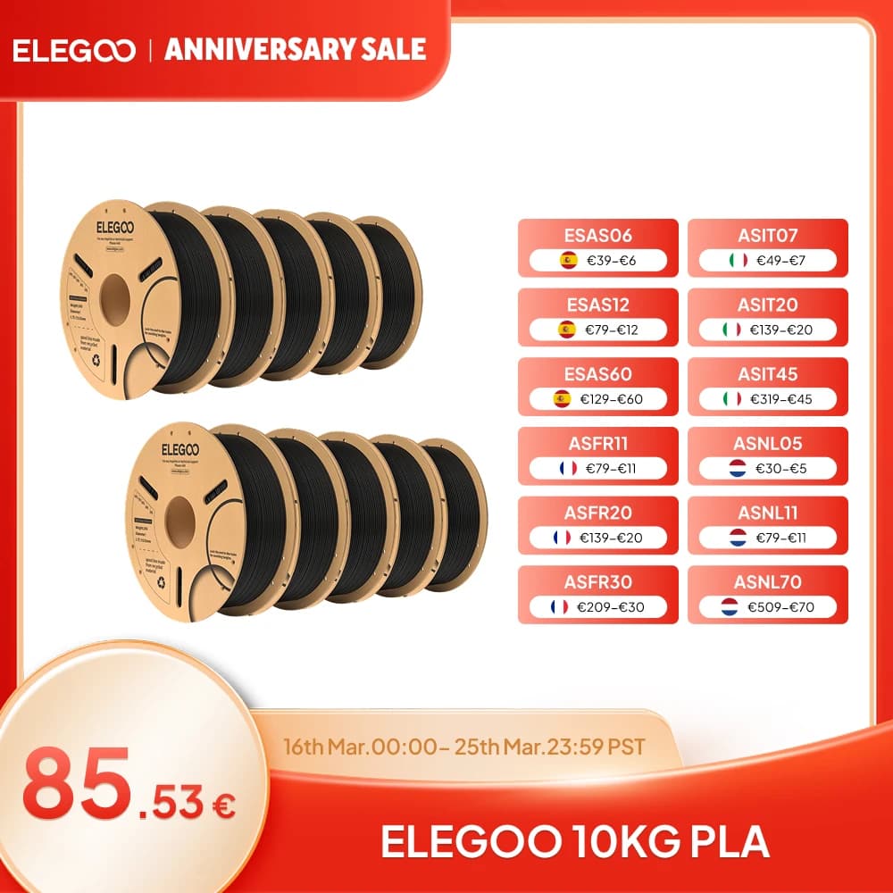 ELEGOO Filament PLA from 1,75 mm Set of 2 kg PLA 3D plastic for 3D printer consumables for 3D printer FDM NEPTUNE 3 PRO