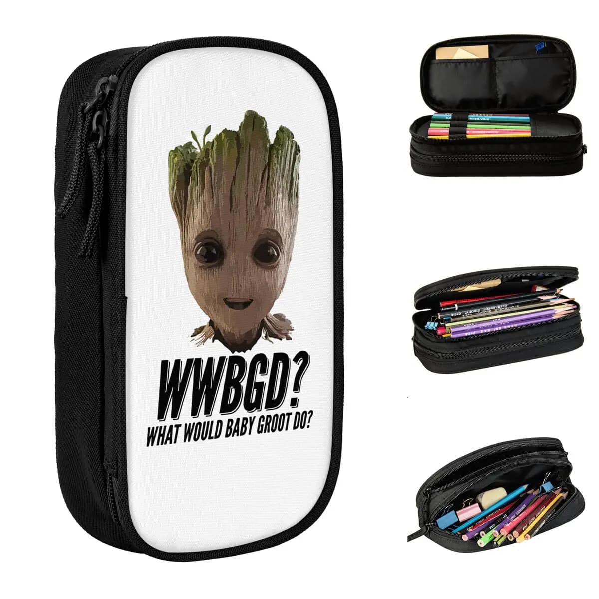 Astuccio per matite Guardiani della Galassia Baby Groot Nuove borse per penne per bambini Grandi contenitori per studenti Regali scolastici Astucci