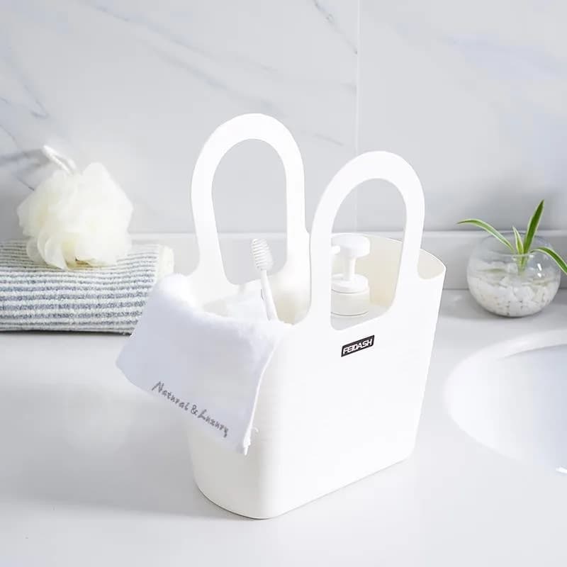 Cesto portaoggetti in plastica morbida per bagno e doccia, organizer per lavanderia e articoli da toilette
