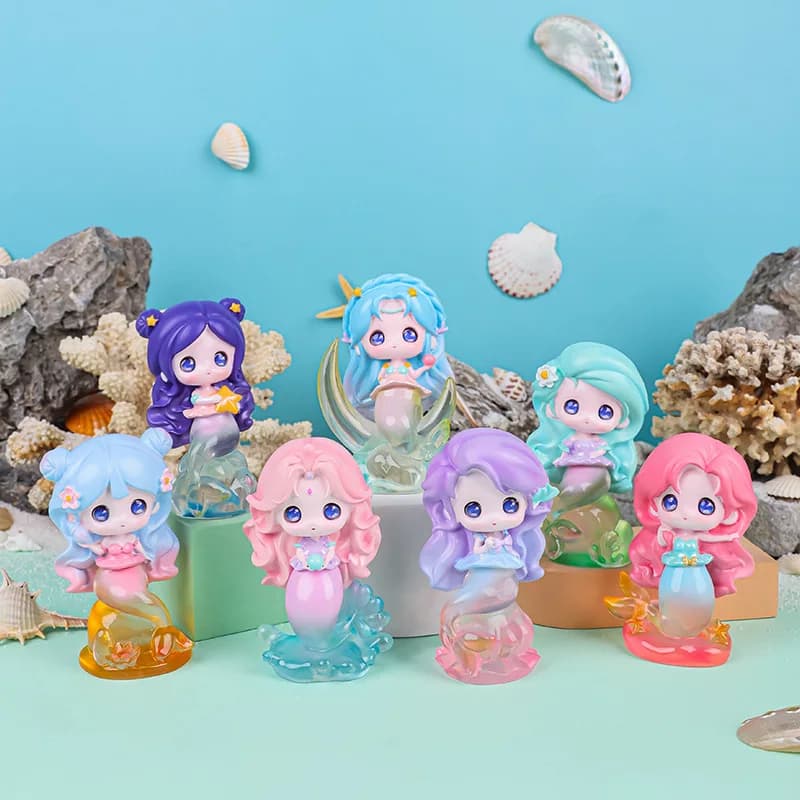 Scatola cieca in resina con leggenda della sirena Figure anime fatte a mano da collezione Ornamenti e regali unici Set di scatole misteriose per tutte le occasioni
