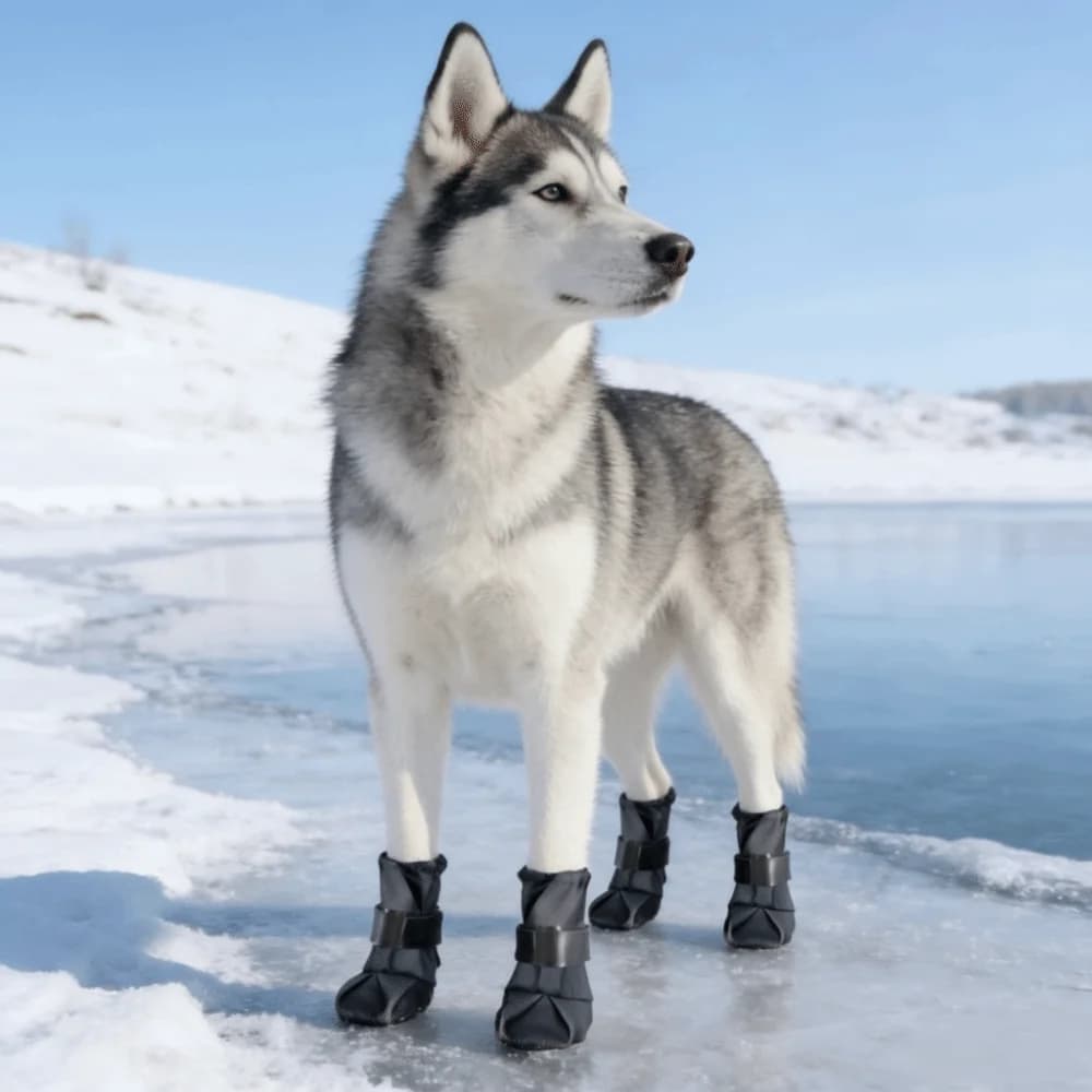 4PCS/SET Fashion Adjustable Waterproof Dog Boots Wear-Resistant Breathable Pet Rain Boots High-top Dog Foot Cover Hiking
