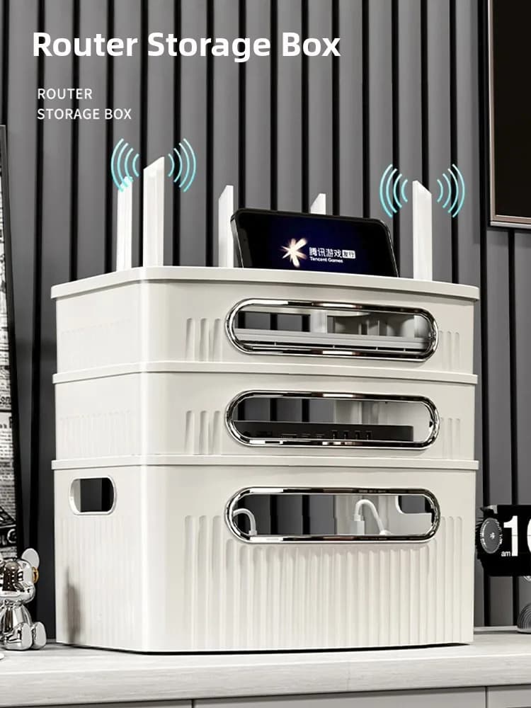 Router Storage Box Wifi TV Cable Organizer Home Theater System AV Equipment Cord Clutter under Shelf Cable Management