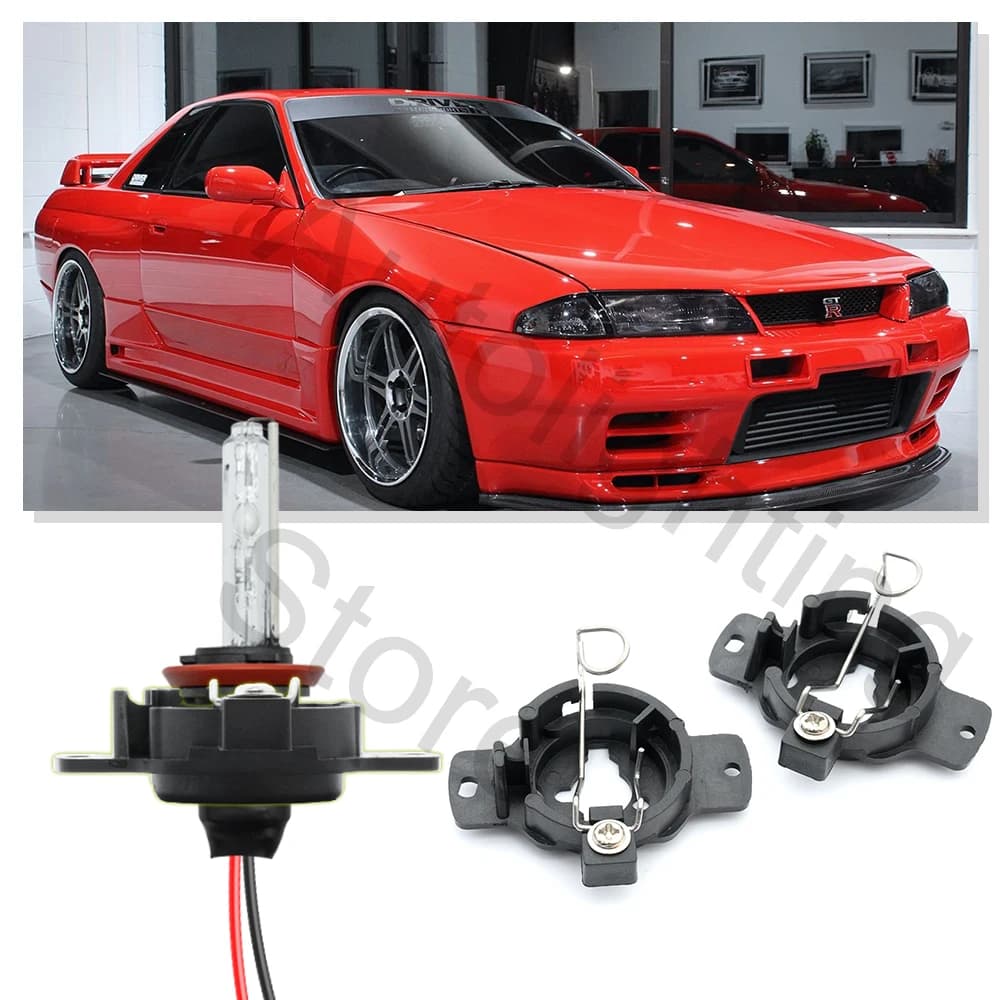 2PCS H1 HID Xenon Faro Lampadina Fermo Supporto Faro Presa Adattatore per Nissan Skyline GT-R R32 240SX Silvia Benz W140