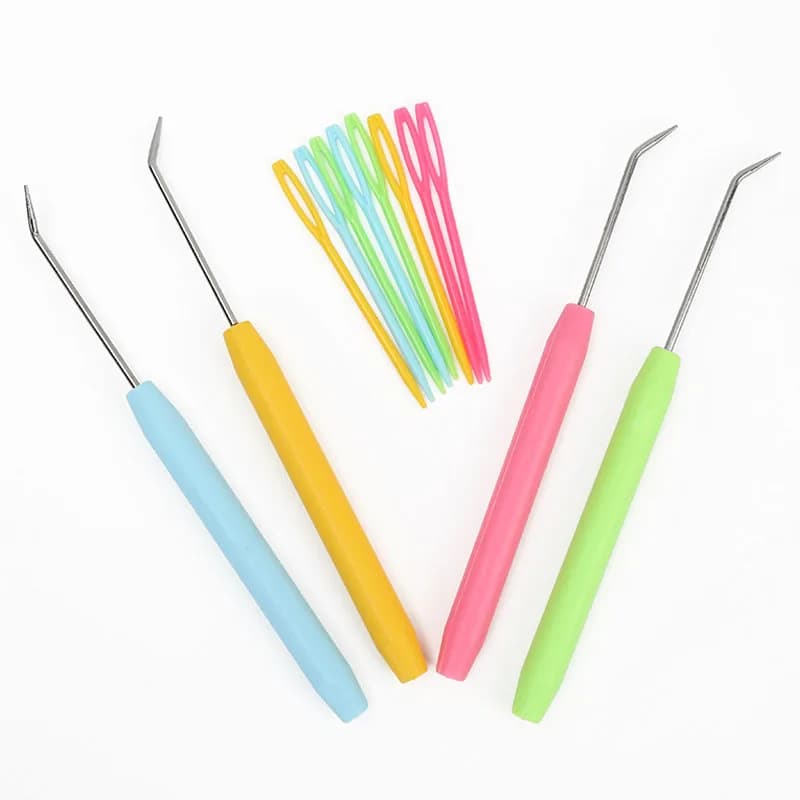 Kit di uncinetti per maglieria Ganci piegati Accessori Ago per la raccolta Set di uncinetti piegato con 2 ferri da cucito in plastica