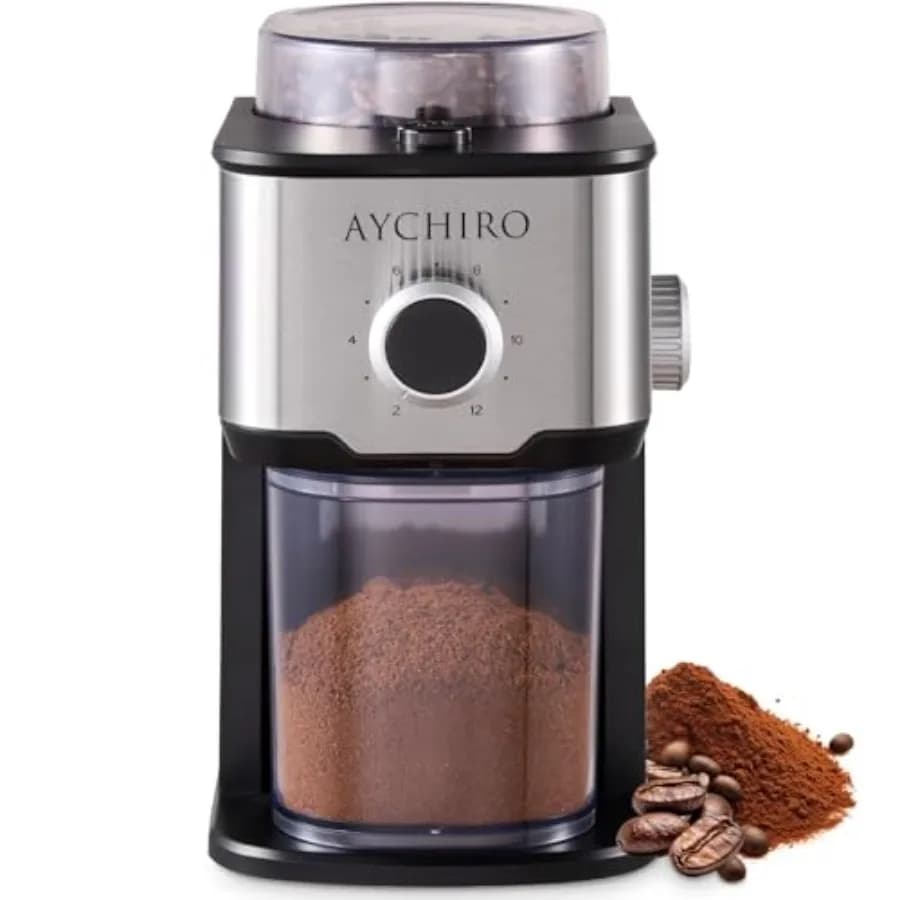 Macinacaffè Elettrico Regolabile con 14 Impostazioni di Macinatura, da 2 a 12 Tazze, per Espresso, Caffè Filtro e Fr
