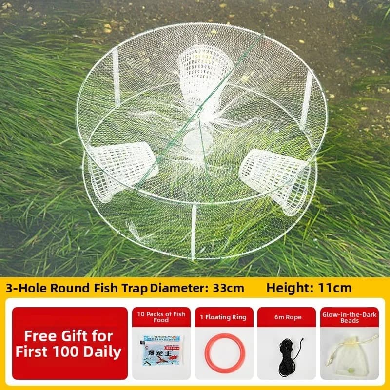 Silicone Fishing Net Trap for Crab Shrimp Fish Outdoor Giant Fin King Three Mouth Design Approx 33x11cm 39x12cm 42x12cm