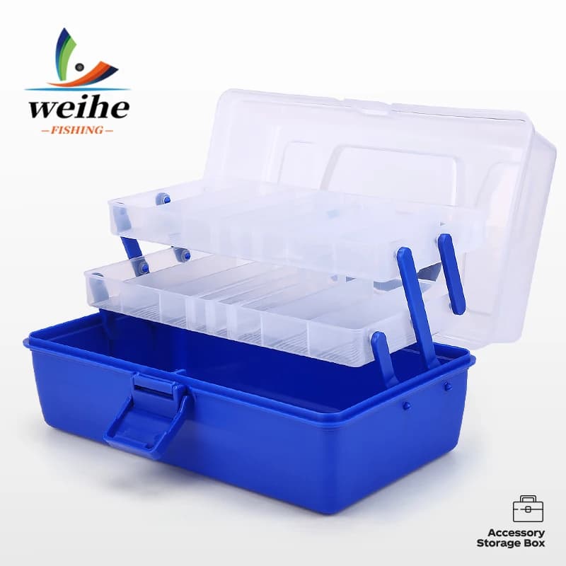 WEIHE 1PC 304 Multifunctional 3 Layer Portable Box for Fishing Equipment, Durable Plastic Container for Esche and Mulinelli