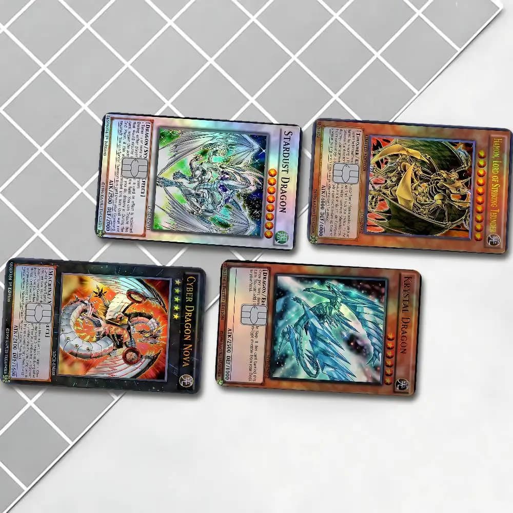Yu-Gi-Oh Card Cool Laser Card Skin Stickers 4pcs/Set Waterproof Anti-Scratch Bank Card Protector Decal For Credit Cards